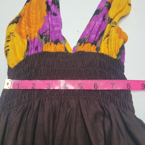Halter Colorful Dress Summer Halter Dress in Purple and Orange Floral Print - Picture 9 of 16